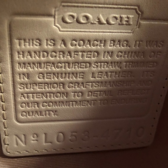 Coach White Leather & Angora Straw Purse - Picture 5 of 11